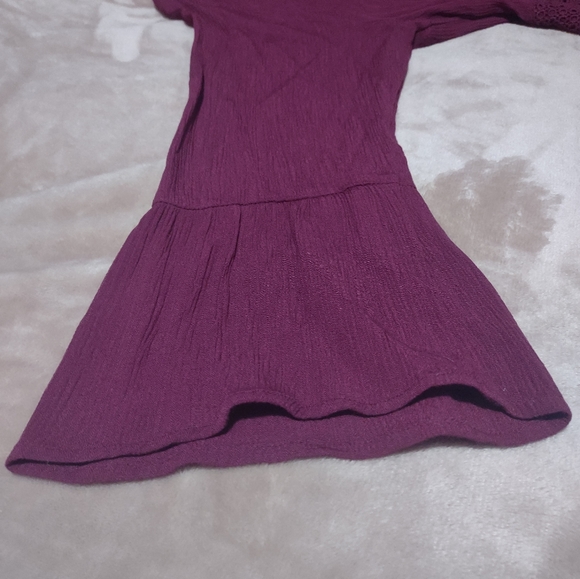 Torrid Babydoll Crinkle Gauze Crochet Inset Lace-Up Top - Size 1 - Picture 4 of 4